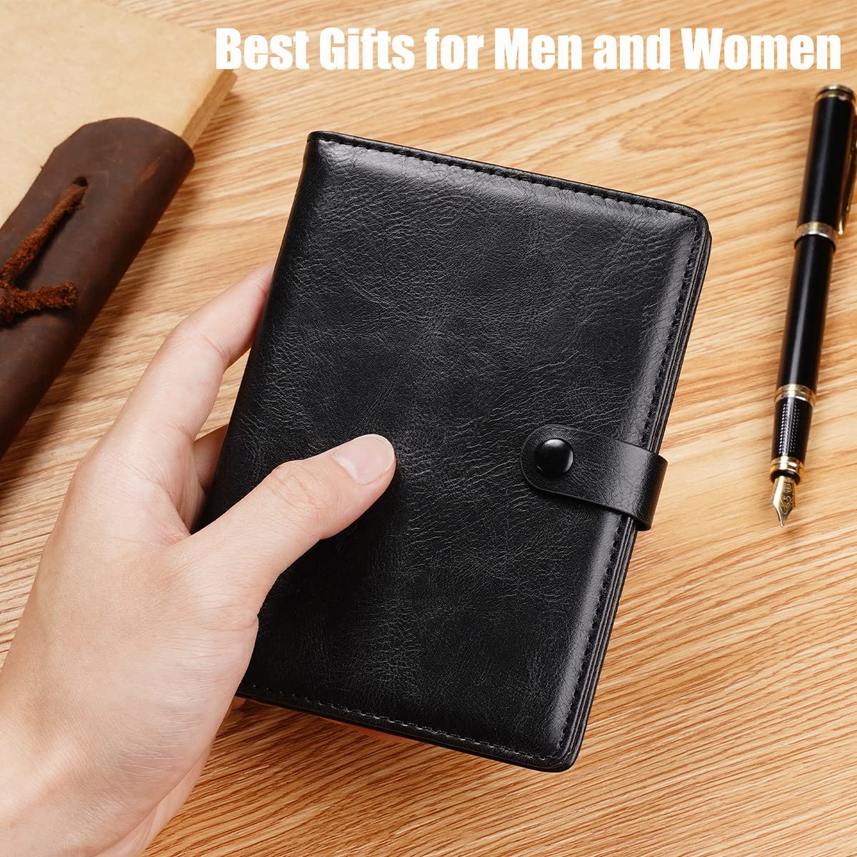 TOPSEM Travel Passport Wallet with Airtag Holder RFID Vaccine Card Holder Leather Cover for Men and Women Multiple Card Holders Black - View 6 of 8