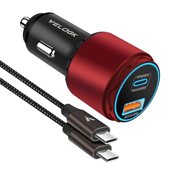 VELOGK VELOGK 73W Turbo Type C Car Charger: Fast Charging for Samsung S23 Ultra, iPad Pro & More