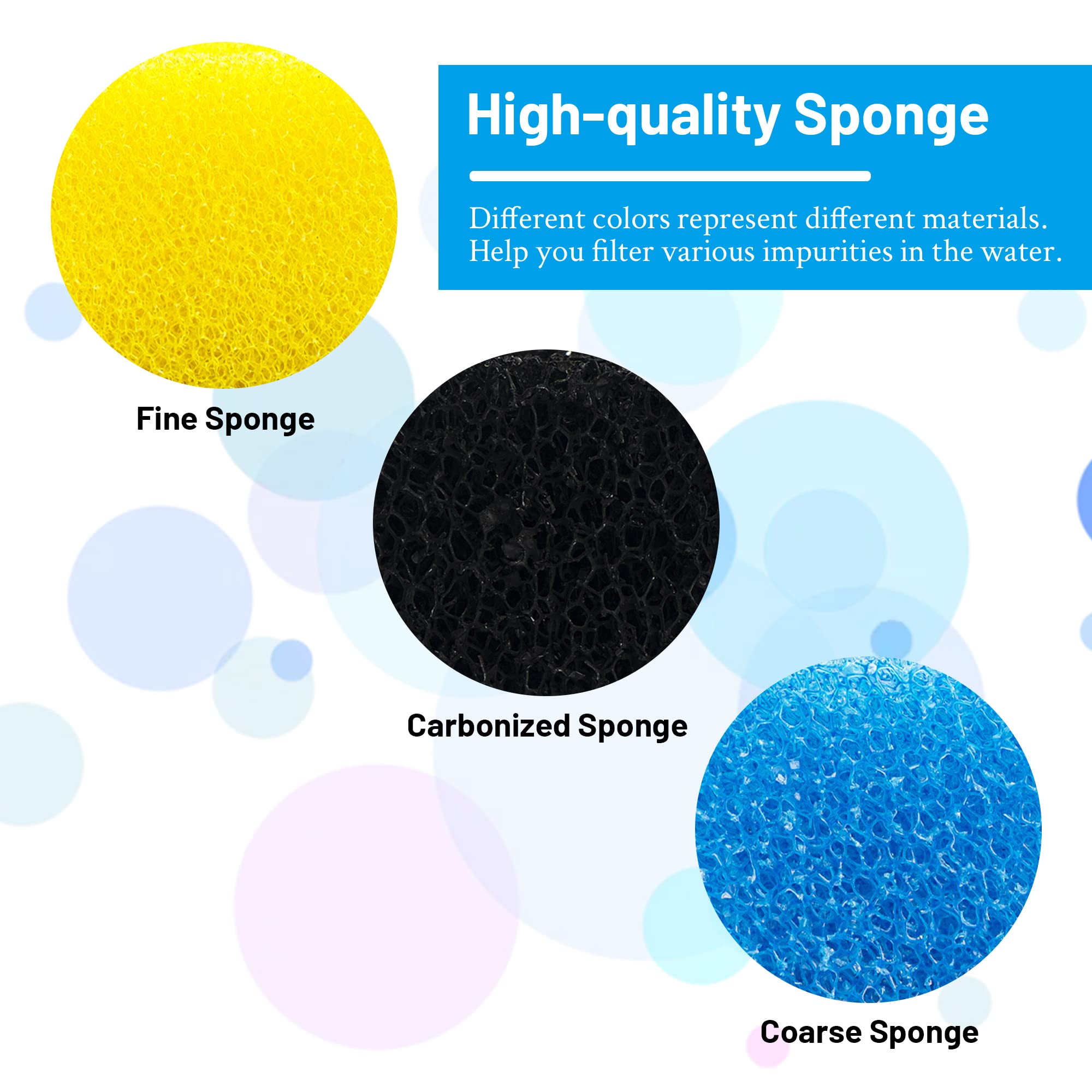 USEAMIE USEAMIE 8 Pack Replacement Filter Sponges for Kulife Aquarium Filters Coarse Carbonized and Fine Sponges Included - View 2 of 6