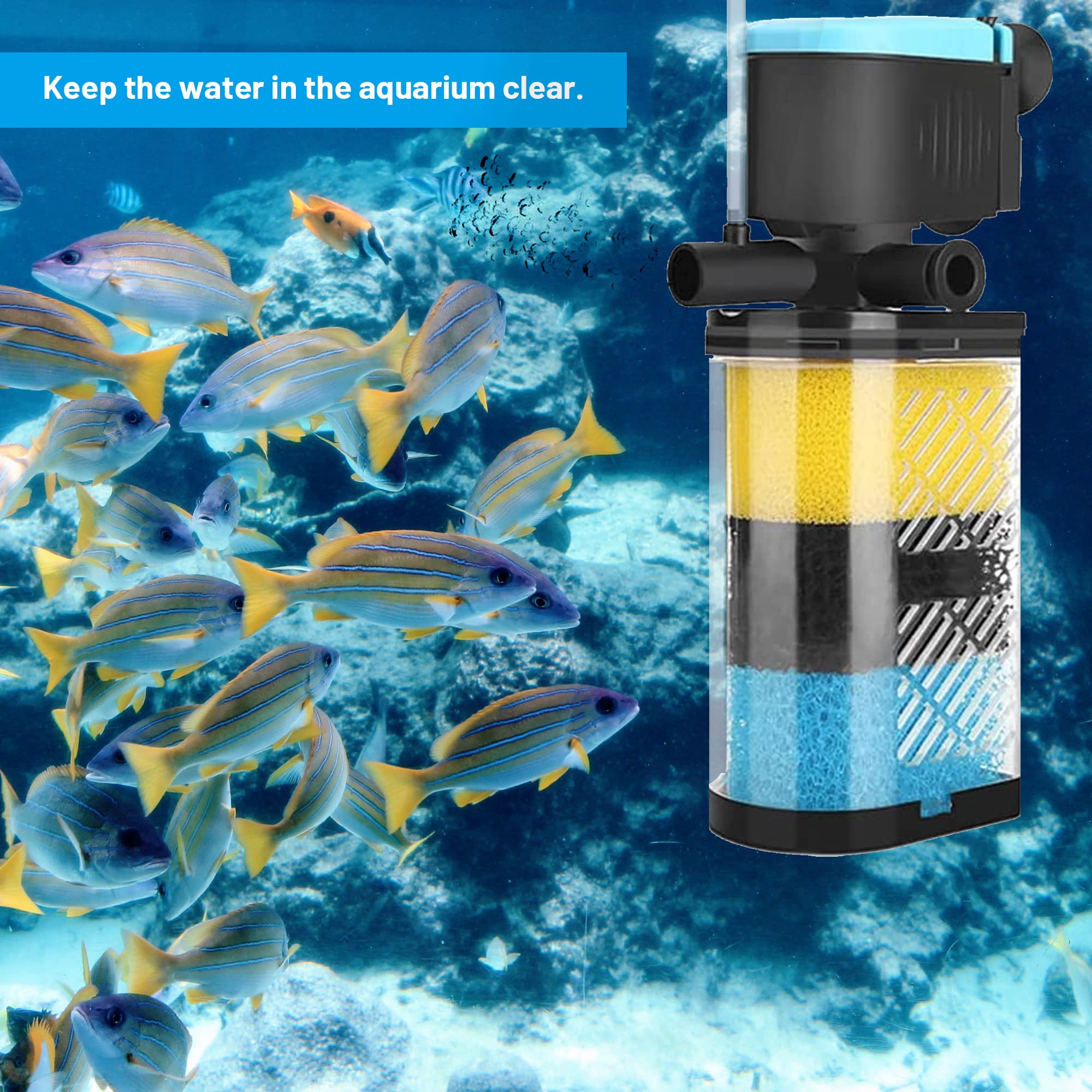 USEAMIE USEAMIE 8 Pack Replacement Filter Sponges for Kulife Aquarium Filters Coarse Carbonized and Fine Sponges Included - View 5 of 6