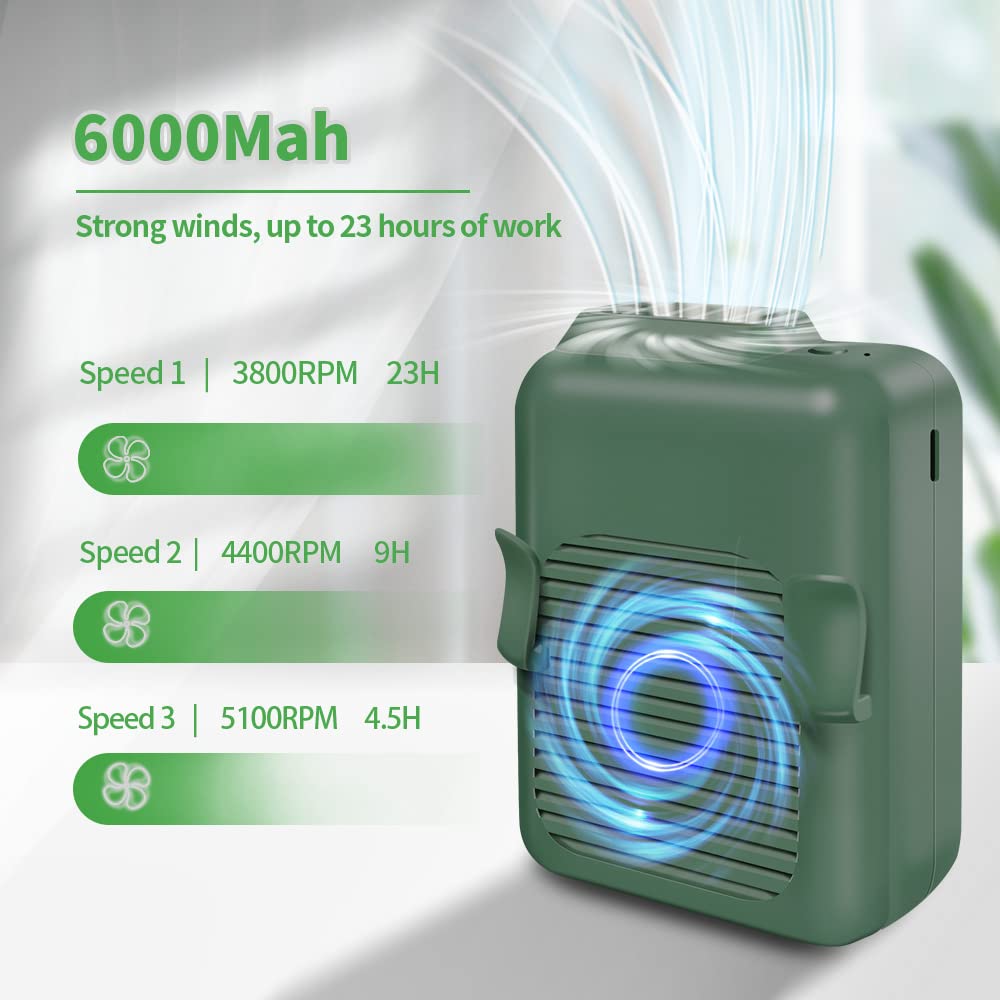 CAZOKASI CAZOKASI Portable Waist Clip Fan 6000mAh Long Endurance Up to 23 Hours Green Wearable Design for Ultimate Comfort - View 2 of 4
