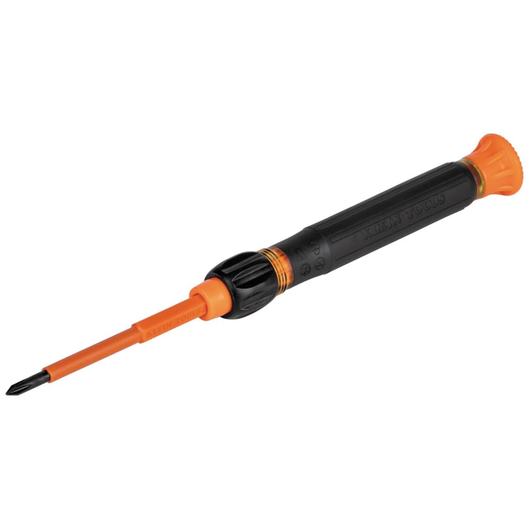 KLEIN TOOLS Klein Tools 32581INS 2-in-1 Insulated Precision Screwdriver with No. 0 Phillips and 1/8 Inch Slotted Bits for Safe Electrical Work
