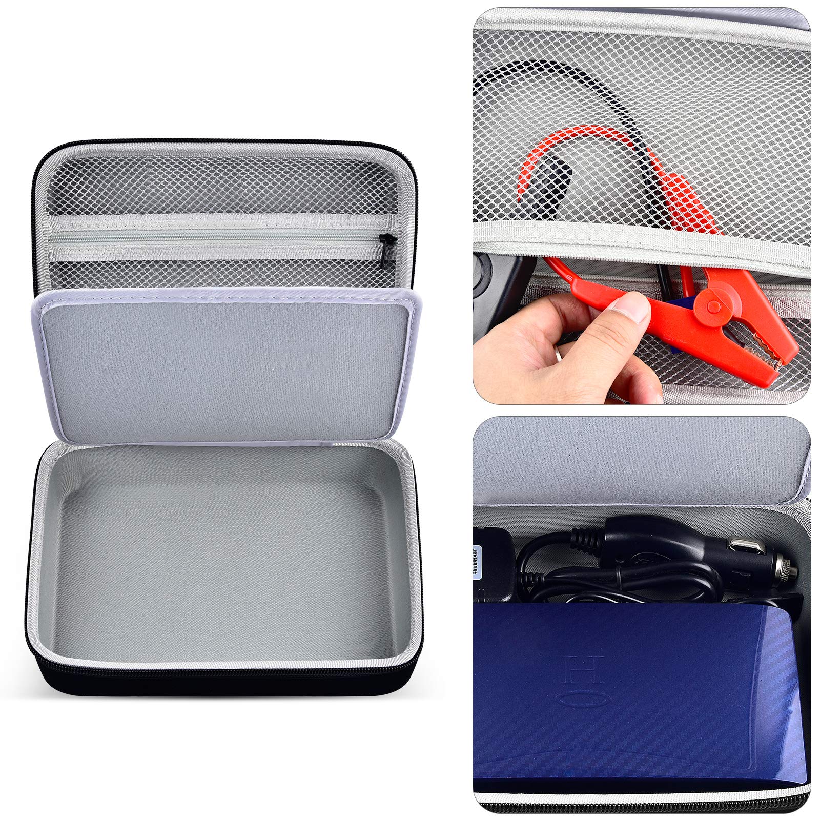 Case for Halo Bolt 58830 57720 mWh Portable Phone Laptop Charger Car Jump Starter, Power Bank Storage Holder with Mesh Pocket for AC Outlet, Car - View 3 of 7