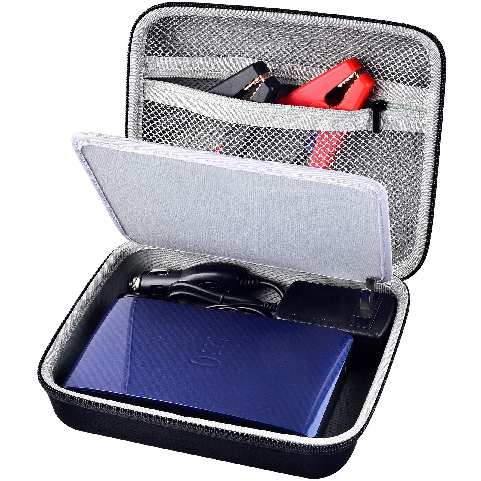 Case for Halo Bolt 58830 57720 mWh Portable Phone Laptop Charger Car Jump Starter, Power Bank Storage Holder with Mesh Pocket for AC Outlet, Car