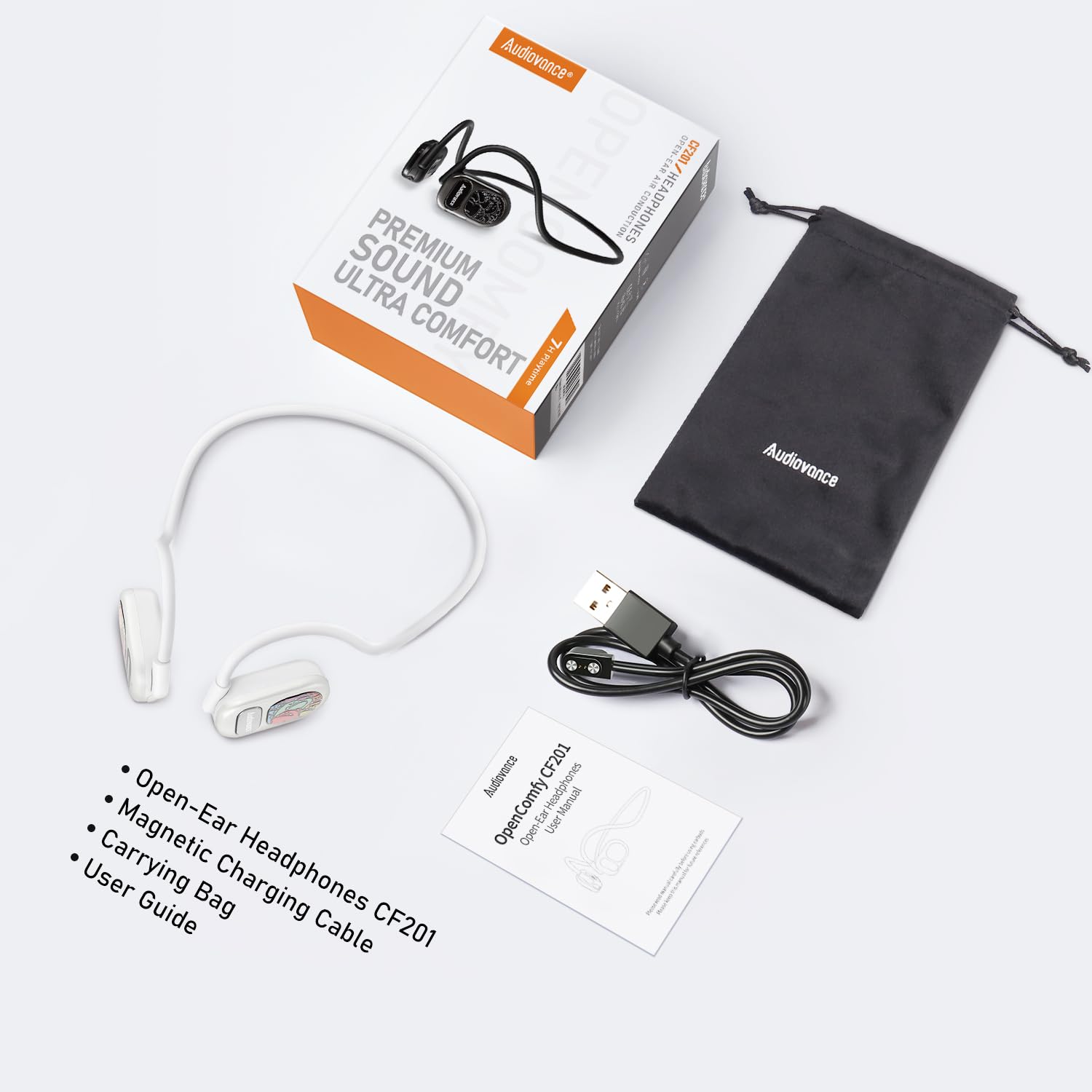 Audiovance OpenComfy CF201 Bluetooth Headphones for Running, Wireless Open Ear Headphones for Sports Gym Workout, Ultra Comfort, Premium Sound, - View 8 of 8