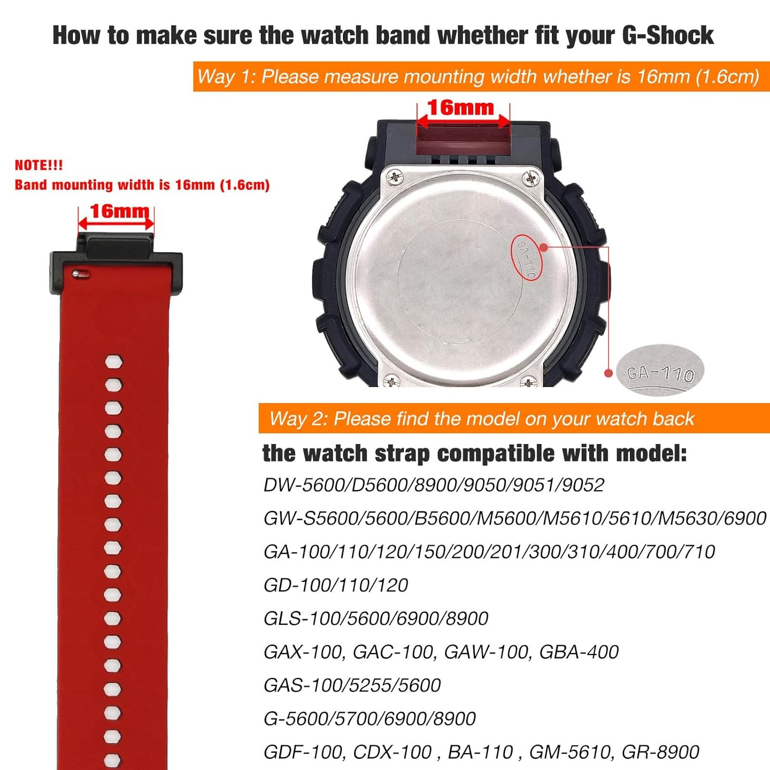 Abanen Abanen Silicone Watch Bands for Casio G-SHOCK DW-5600 8900 Sport Bicolor Waterproof Strap with Lightweight Connector for GA-100 GW-B5600 GB-5600 GW-6900 - View 3 of 8