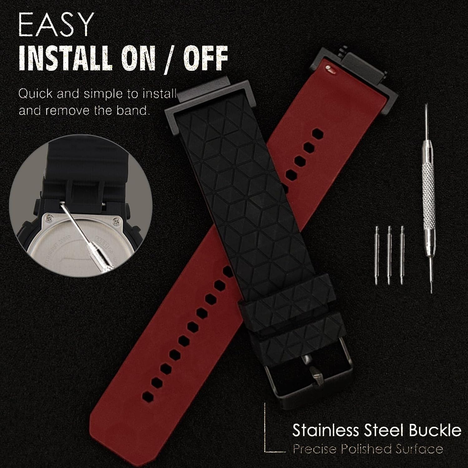 Abanen Abanen Silicone Watch Bands for Casio G-SHOCK DW-5600 8900 Sport Bicolor Waterproof Strap with Lightweight Connector for GA-100 GW-B5600 GB-5600 GW-6900 - View 5 of 8