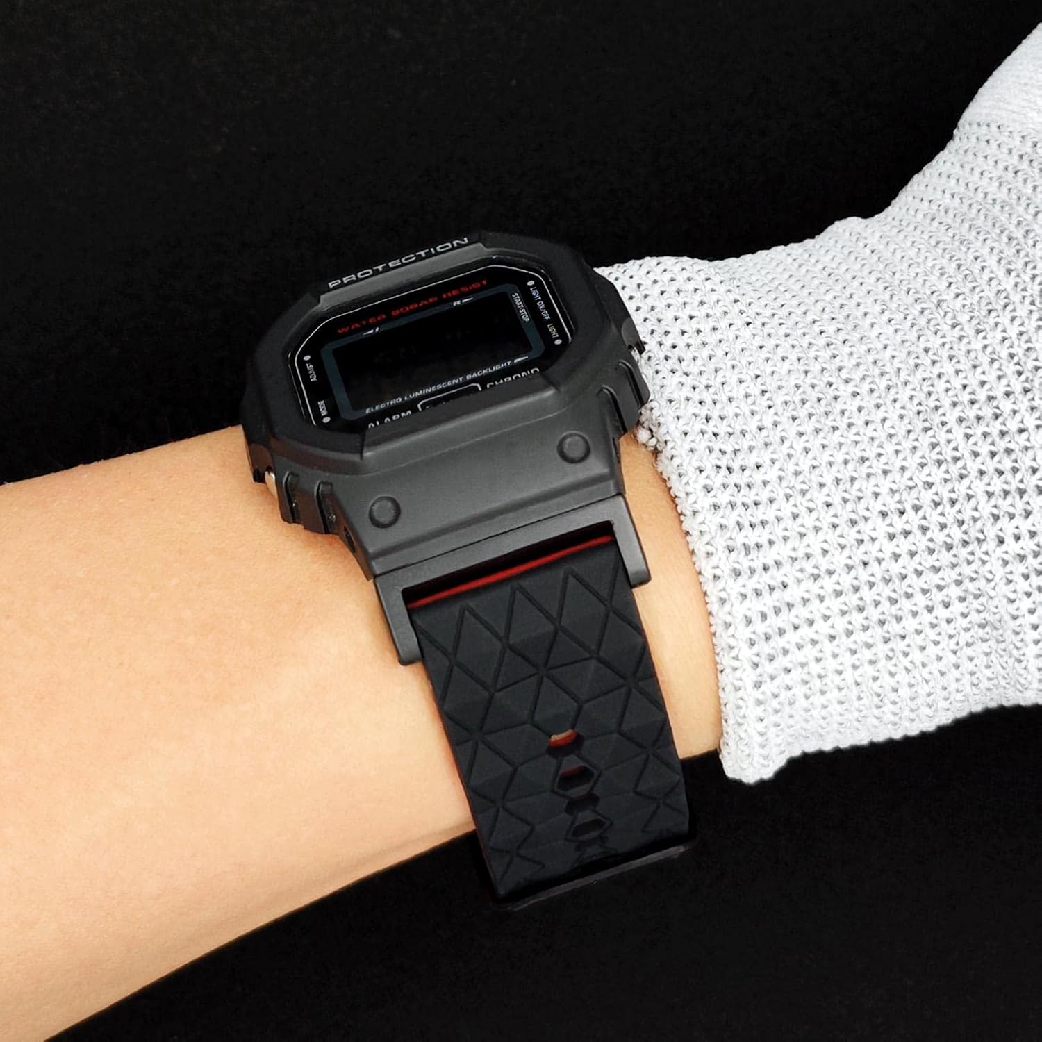 Abanen Abanen Silicone Watch Bands for Casio G-SHOCK DW-5600 8900 Sport Bicolor Waterproof Strap with Lightweight Connector for GA-100 GW-B5600 GB-5600 GW-6900 - View 8 of 8