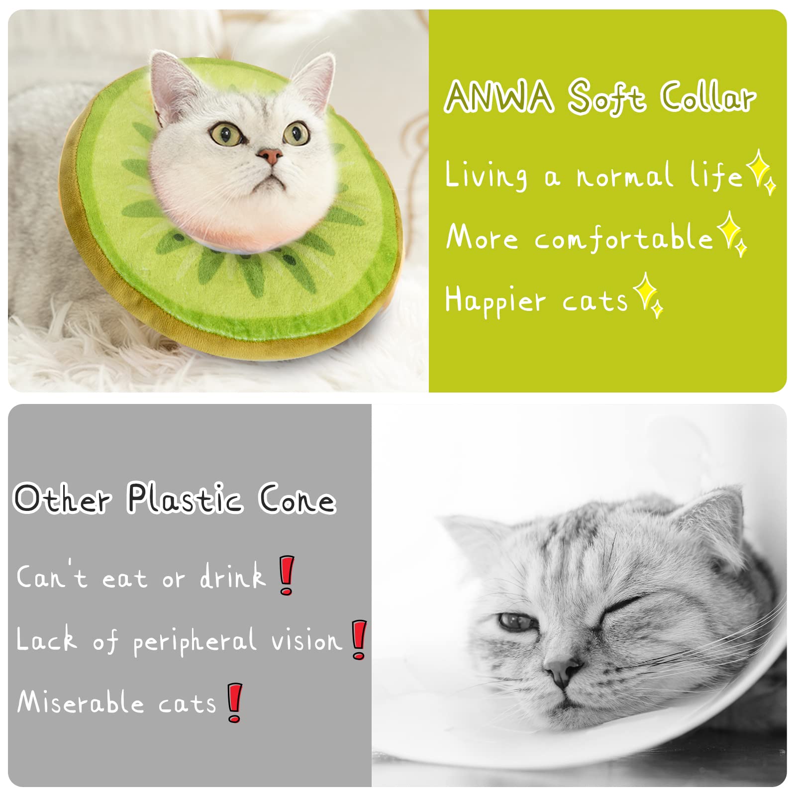 ANWA ANWA Adjustable Cat Cone Collar Soft Cute Recovery Collar for Kittens After Surgery - View 6 of 6