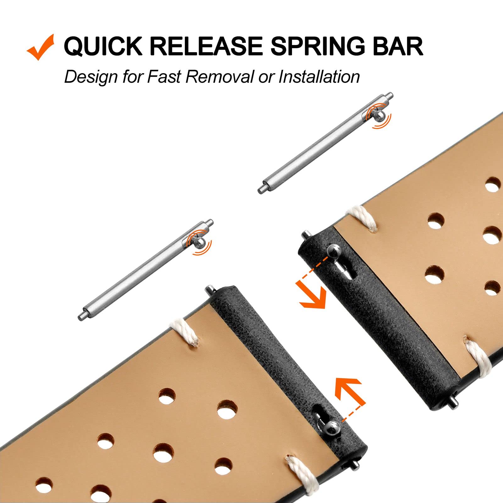 ANNEFIT Vintage Leather Watch Strap 20mm, Quick Release Replacement Band for Men and Women with Black Buckle (Black) - View 5 of 9