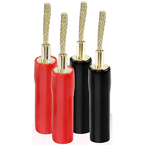 MEIRIYFA Flex Pin Banana Plugs Connector, Braided 2MM Banana Plug Wiring Plug Pin Gold-Plated Audio for Amplifier Speaker Wires Sound Systems?4 PCS?