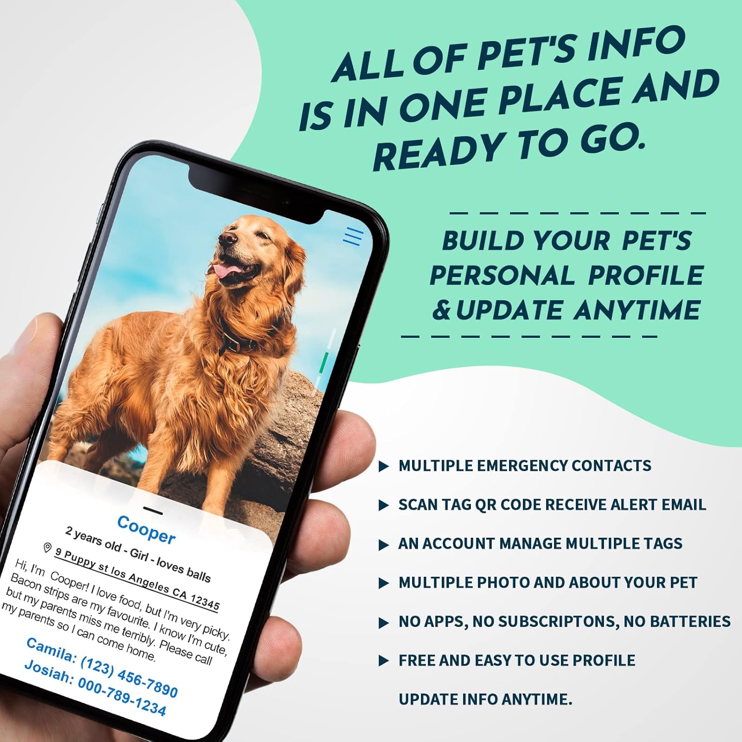 MYLUCKYTAG Personalized NFC and QR Code Pet Tag for Dogs and Cats with Instant Location Alert and Online Profile - View 3 of 9