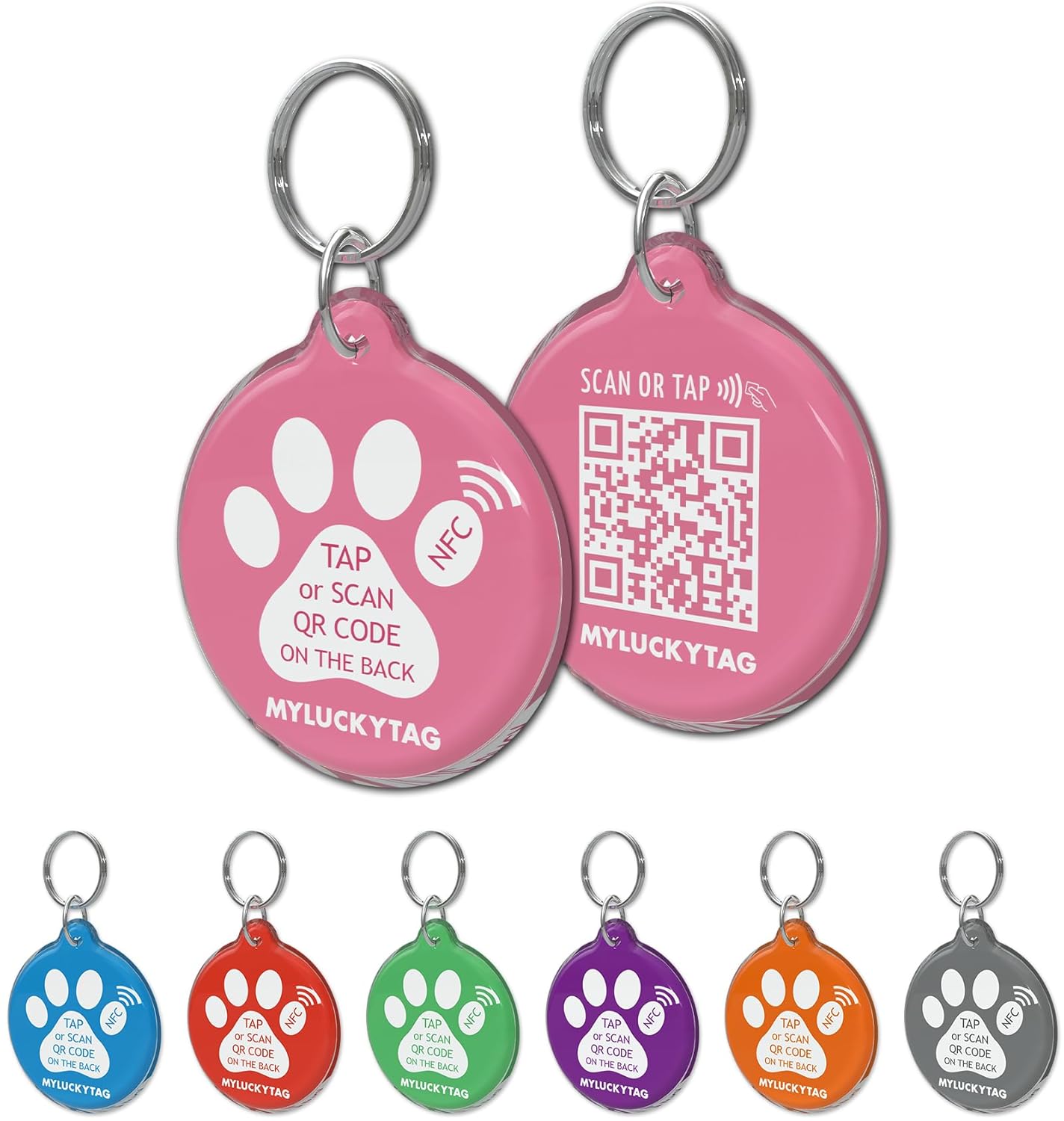 MYLUCKYTAG Personalized NFC and QR Code Pet Tag for Dogs and Cats with Instant Location Alert and Online Profile - View 8 of 9