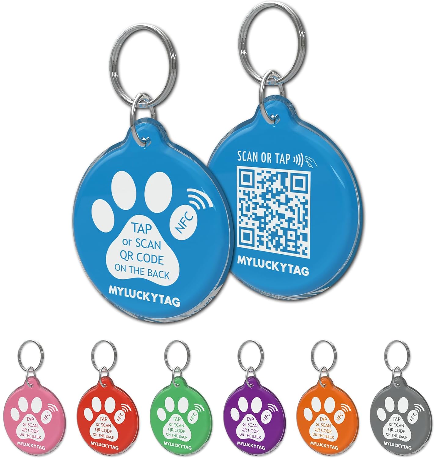 MYLUCKYTAG Personalized NFC and QR Code Pet Tag for Dogs and Cats with Instant Location Alert and Online Profile