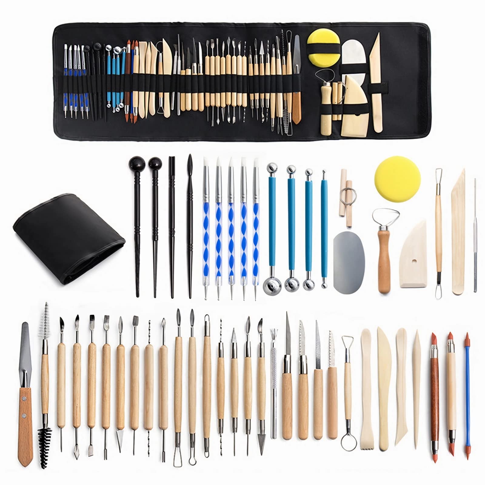 WALTERT W Clay Tools 52PCS Pottery Sculpting Kit for DIY Handcraft Modeling and Carving with Polymer and Ceramic Tools