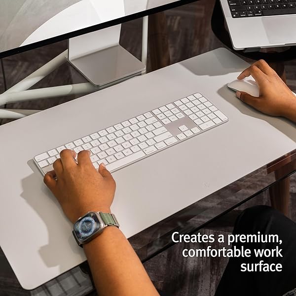 Twelve South Twelve South DeskPad: Sustainable Leather Mouse Mat, Spill-Resistant & Optimal Size for Displays - Grey Large - View 4 of 9