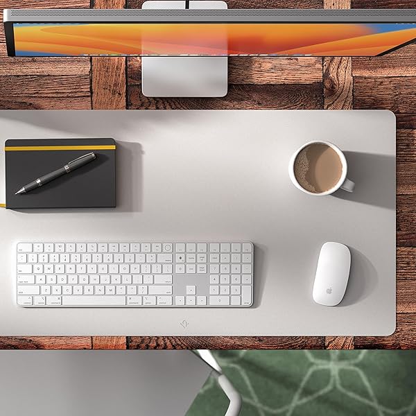 Twelve South Twelve South DeskPad: Sustainable Leather Mouse Mat, Spill-Resistant & Optimal Size for Displays - Grey Large - View 7 of 9
