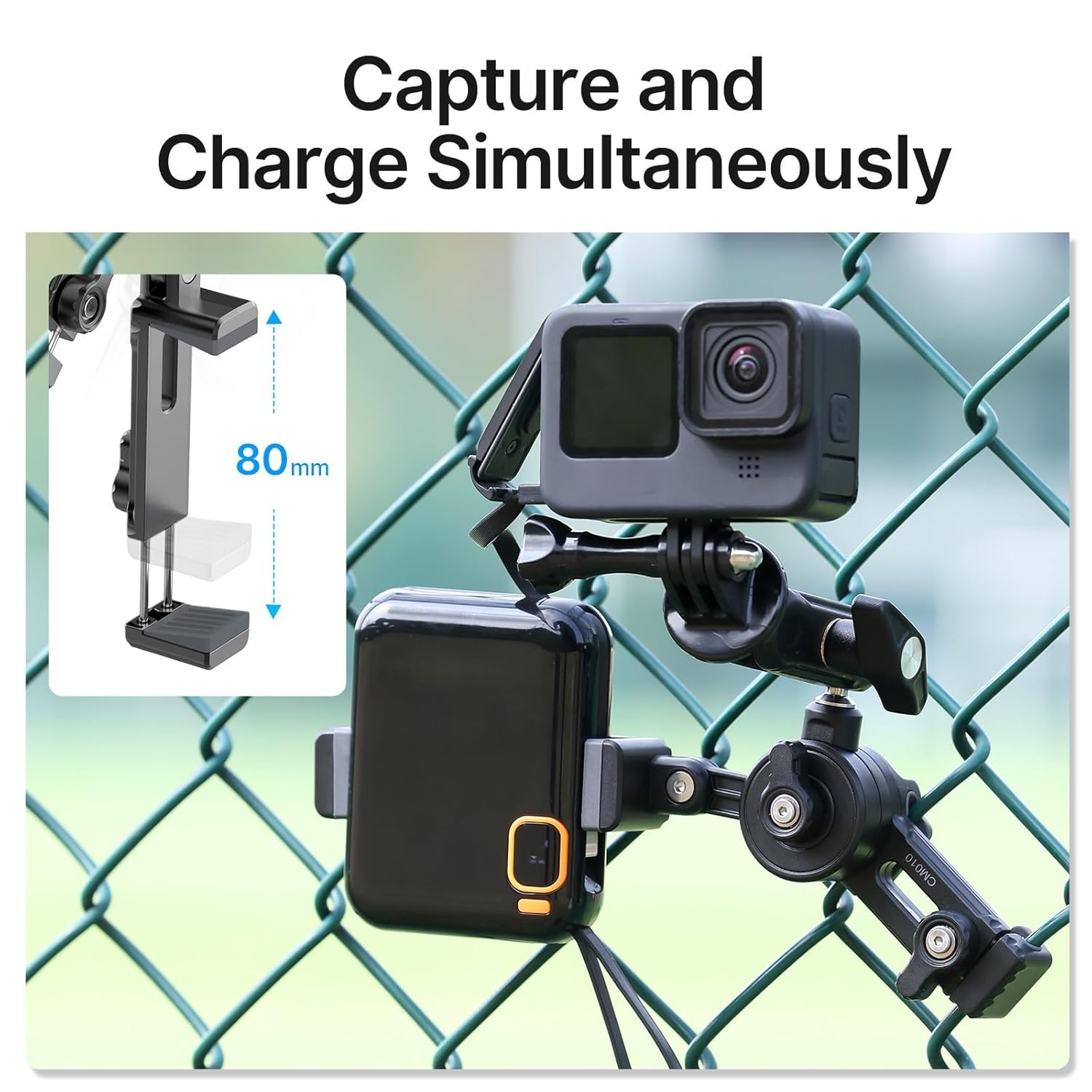 jusmo ULANZI CM010 Fence Mount for Mevo GoPro iPhone AKASO DJI Osmo Action Insta360 Mevo Start Baseball Softball Tennis Camera Holder - View 5 of 8