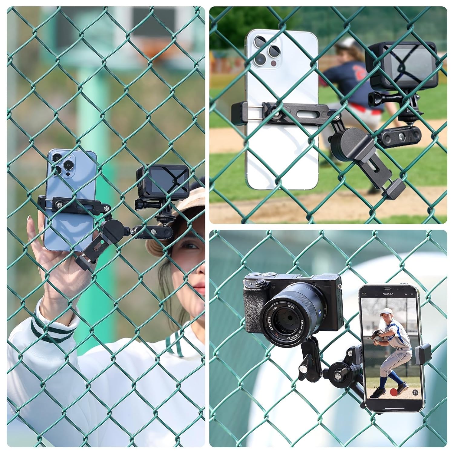 jusmo ULANZI CM010 Fence Mount for Mevo GoPro iPhone AKASO DJI Osmo Action Insta360 Mevo Start Baseball Softball Tennis Camera Holder - View 6 of 8