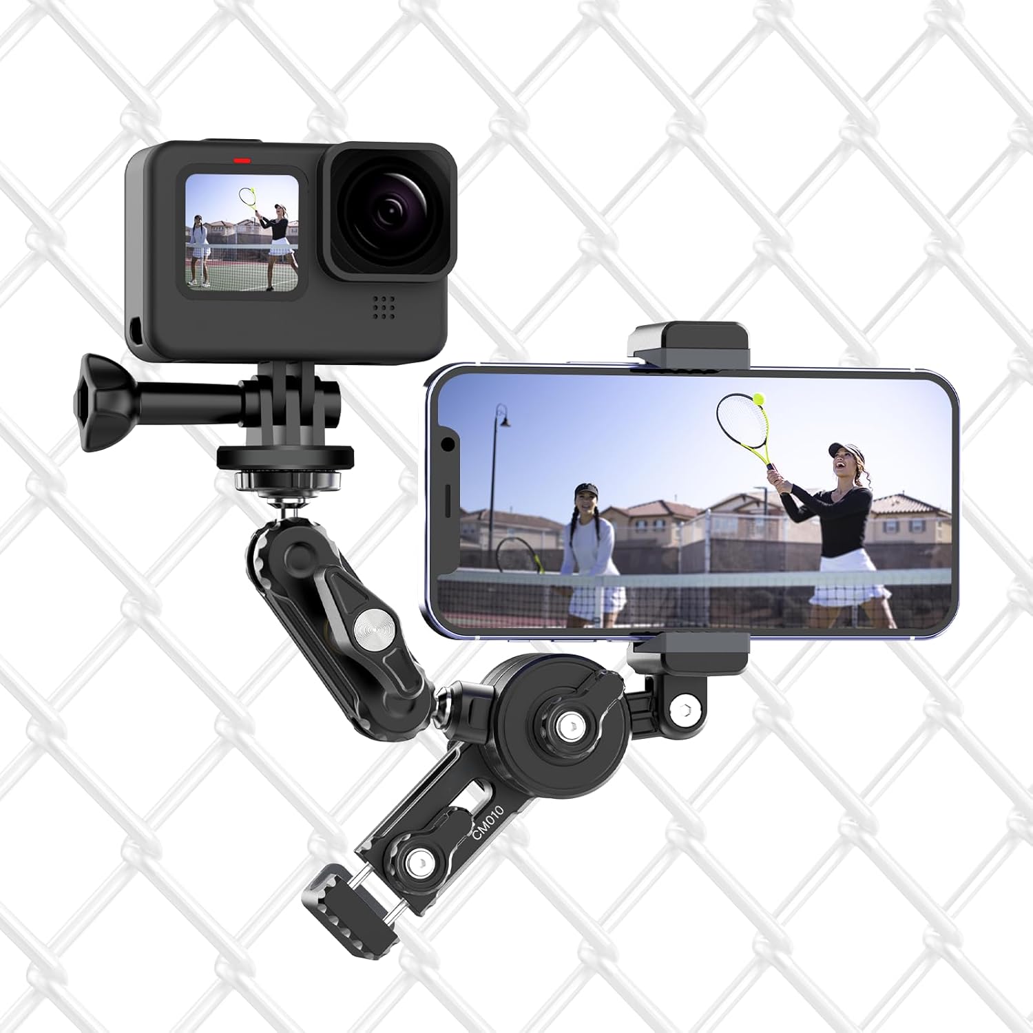 jusmo ULANZI CM010 Fence Mount for Mevo GoPro iPhone AKASO DJI Osmo Action Insta360 Mevo Start Baseball Softball Tennis Camera Holder
