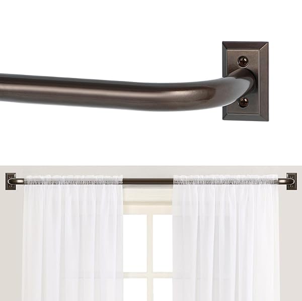TANGWIN Bronze Wrap Around Curtain Rods 66 to 120 Inch Adjustable Blackout Drapery Rods 1 Inch Diameter for Room Darkening Window Curtains