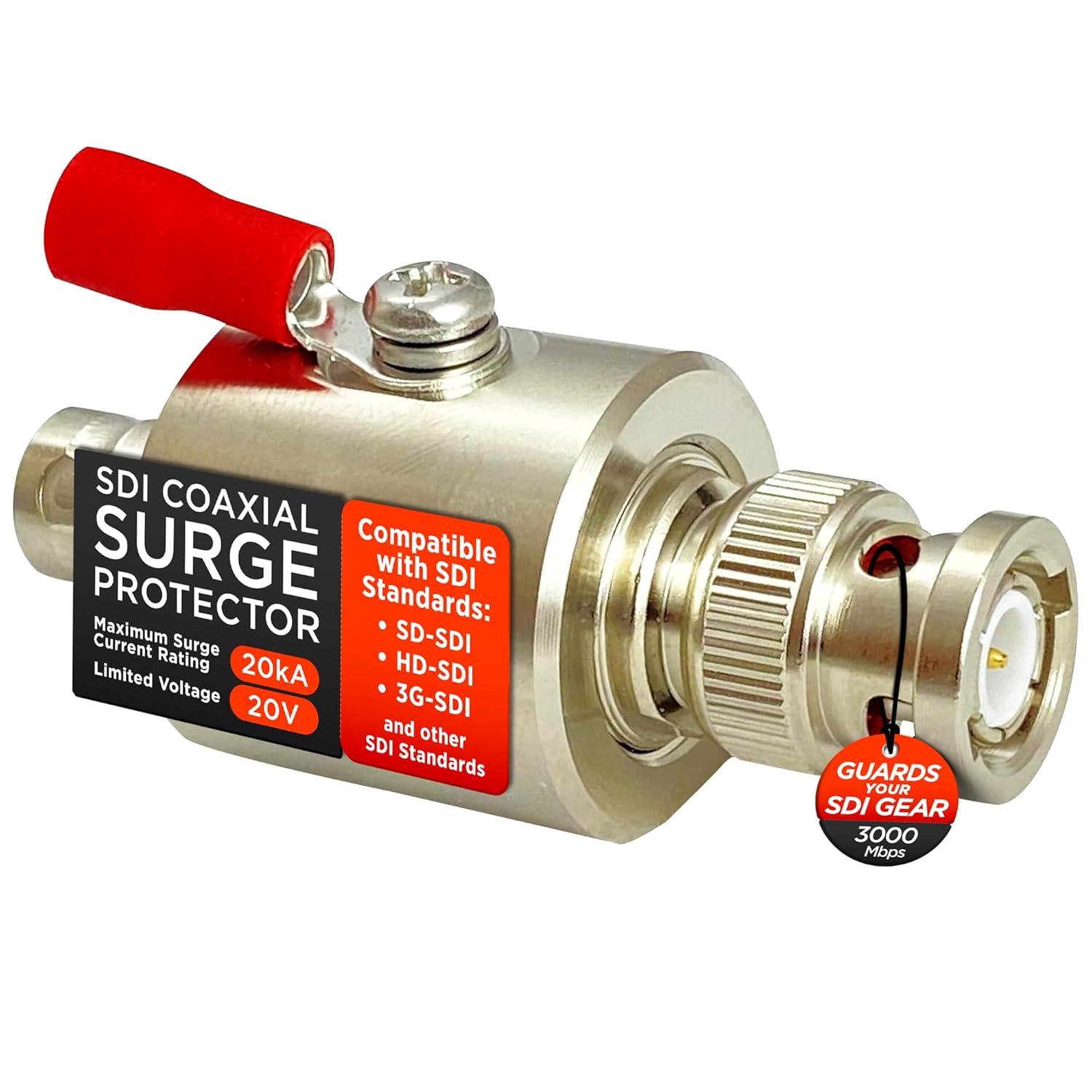 ADnet SDI Coaxial Surge Protector Reliable Easy to Install Lightning Strike Protection Compatible with Multiple Standards 20kA Surge Current Rating