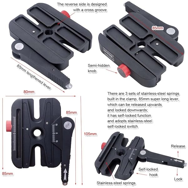 iShoot iShoot Long Lever Quick Release Clamp Adapter for Manfrotto & Arca-Swiss Plates - Fine-Tuned for Perfect Camera Stability - View 6 of 10