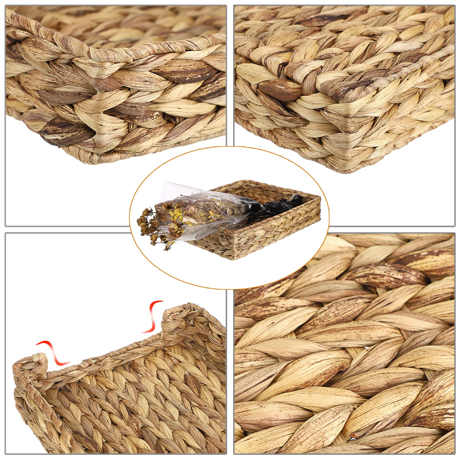 BTSKY Multipurpose A4 File Tray Natural Water Hyacinth Desk Tray Organizer Woven Letter Size Desk Documents Trays Magazine Files Storage Basket - View 5 of 7