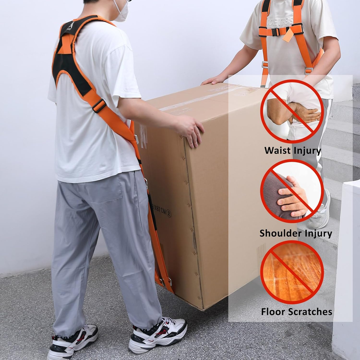 DEYACE DEYACE Moving Straps 2-Person Shoulder Lifting Straps for Heavy Furniture and Appliances Up to 800 lbs in Orange - View 2 of 7