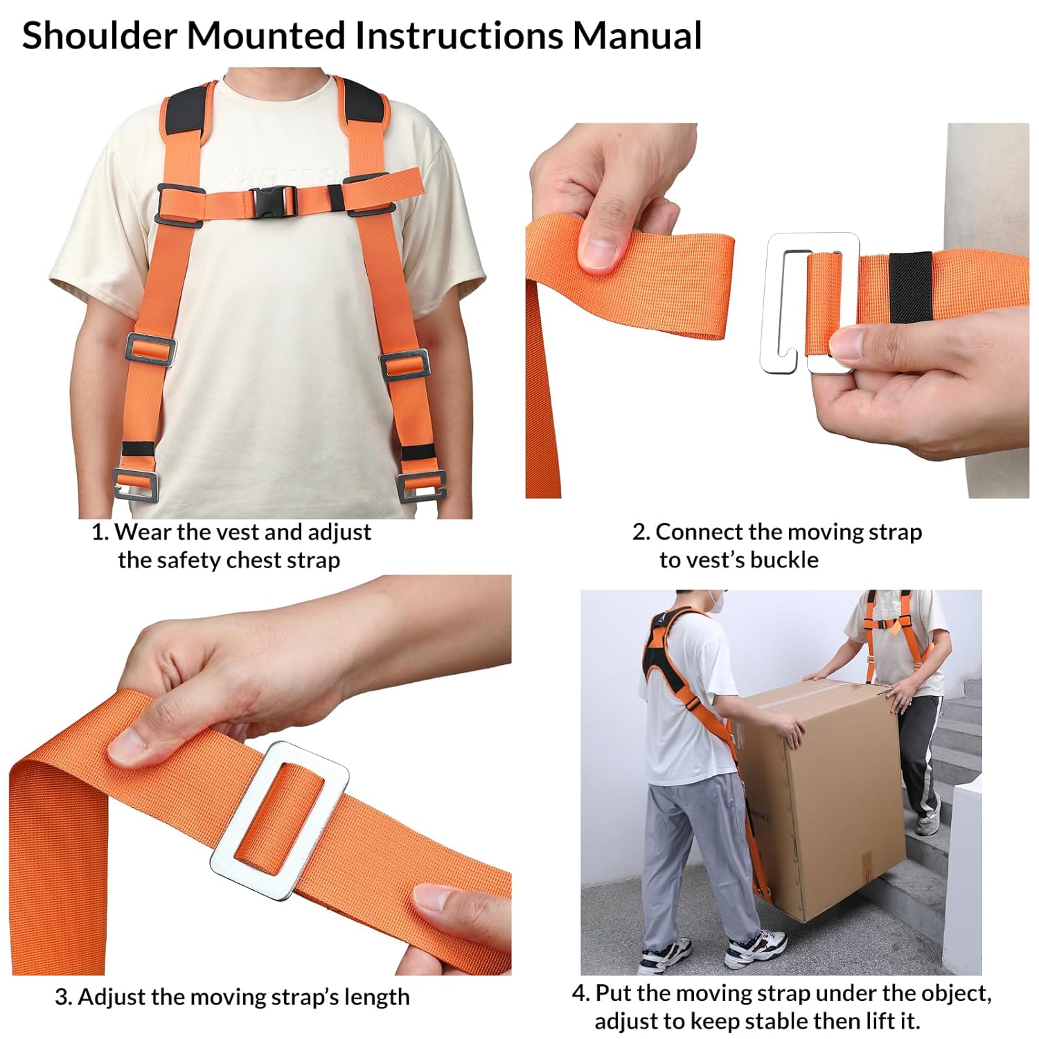 DEYACE DEYACE Moving Straps 2-Person Shoulder Lifting Straps for Heavy Furniture and Appliances Up to 800 lbs in Orange - View 6 of 7