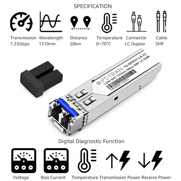 OPSTRAN OPSTRAN 1000BASE-LX LH SFP Optical Transceiver Module Compatible with Cisco 1G SFP 1310nm 20km DDM Duplex LC SMF 4 Pack - View 4 of 7
