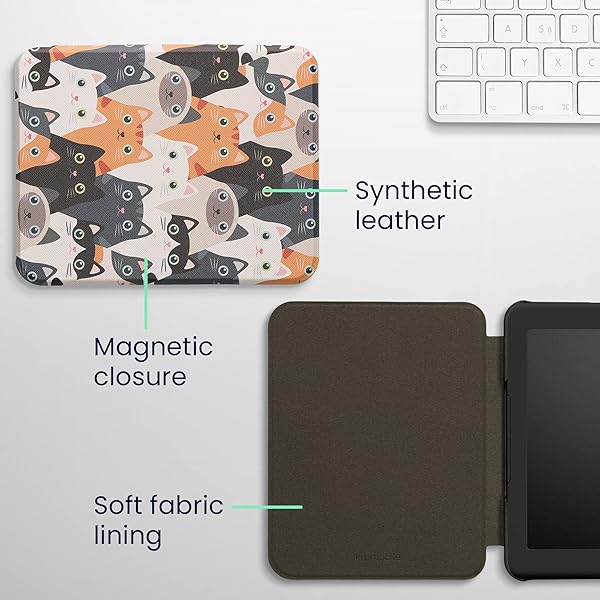 kwmobile KWMobile Cat Case for Barnes & Noble Nook Glowlight 4/4e - Stylish Orange/Black/White eReader Cover - View 7 of 10