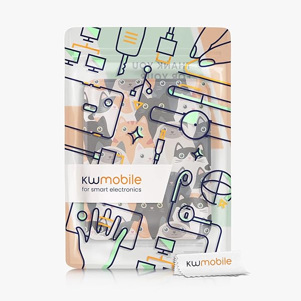 kwmobile KWMobile Cat Case for Barnes & Noble Nook Glowlight 4/4e - Stylish Orange/Black/White eReader Cover - View 9 of 10