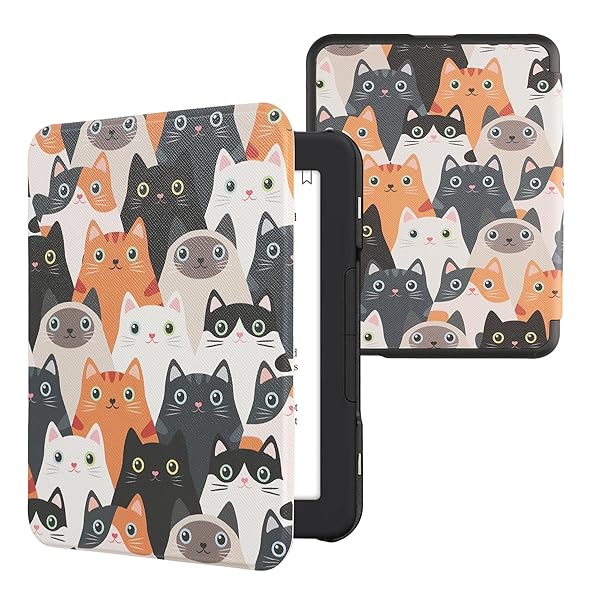 kwmobile KWMobile Cat Case for Barnes & Noble Nook Glowlight 4/4e - Stylish Orange/Black/White eReader Cover - View 2 of 10