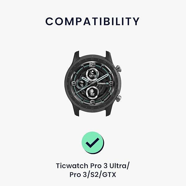 kwmobile KWMobile Silicone Strap for Ticwatch Pro 3 Ultra/S2/GTX - Black/Red Replacement Band - View 8 of 10