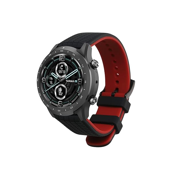 kwmobile KWMobile Silicone Strap for Ticwatch Pro 3 Ultra/S2/GTX - Black/Red Replacement Band - View 10 of 10