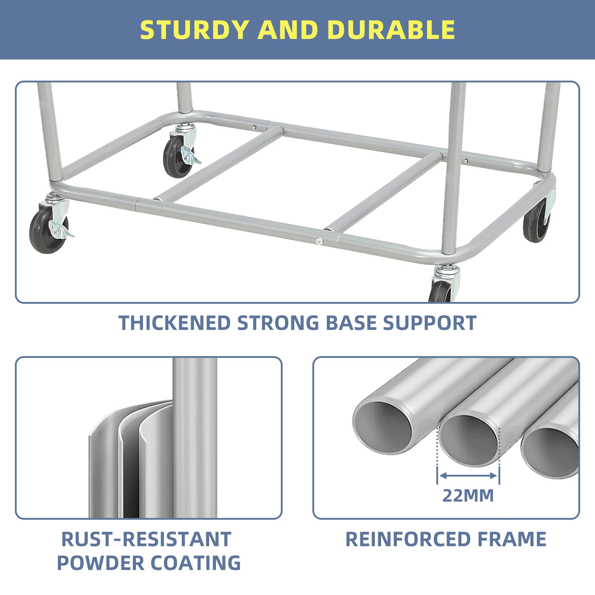 STORAGE MANIAC STORAGE MANIAC Commercial Laundry Hamper Heavy Duty Steel Frame 320L Industrial Basket Cart with Wheels for Home Hotel Laundry Room Beige - View 5 of 9