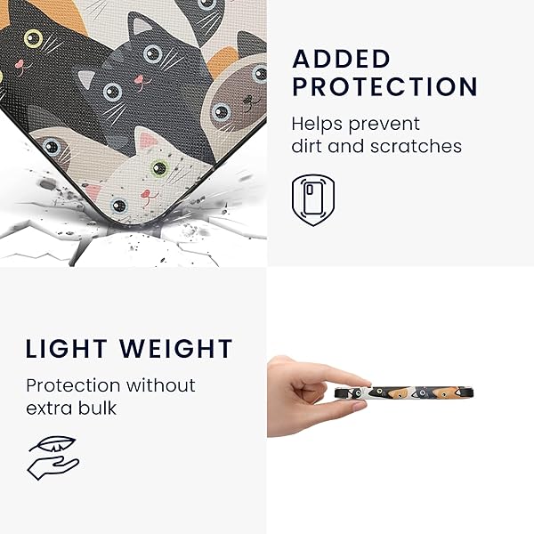 kwmobile KWMobile Cat Case for Kobo Clara 2E & Tolino Shine 4 - Stylish eReader Cover in Orange, Black & White - View 6 of 10