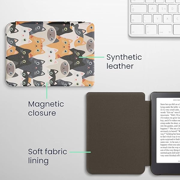 kwmobile KWMobile Cat Case for Kobo Clara 2E & Tolino Shine 4 - Stylish eReader Cover in Orange, Black & White - View 7 of 10