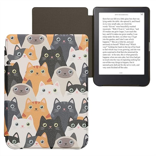 kwmobile KWMobile Cat Case for Kobo Clara 2E & Tolino Shine 4 - Stylish eReader Cover in Orange, Black & White - View 10 of 10