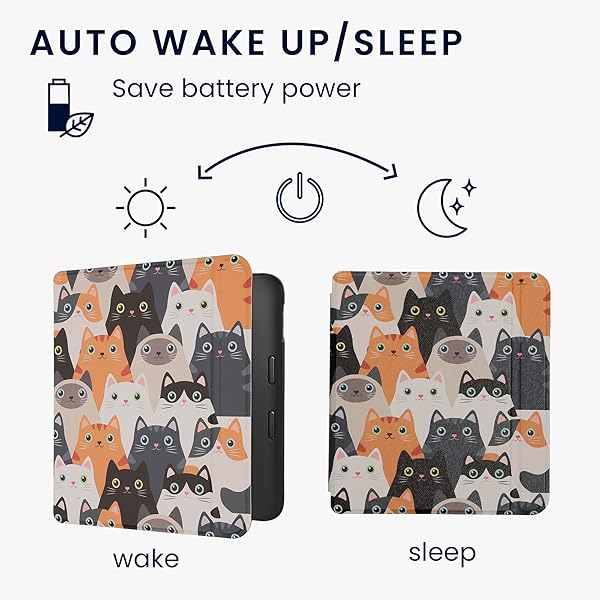 kwmobile KWMobile Kobo Libra 2 Case - Stylish Orange/Black/White Cat eReader Cover - View 5 of 10