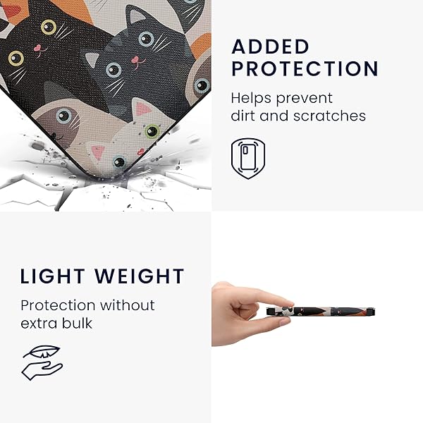 kwmobile KWMobile Kobo Libra 2 Case - Stylish Orange/Black/White Cat eReader Cover - View 6 of 10