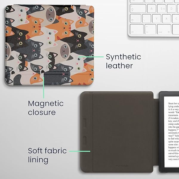 kwmobile KWMobile Kobo Libra 2 Case - Stylish Orange/Black/White Cat eReader Cover - View 7 of 10