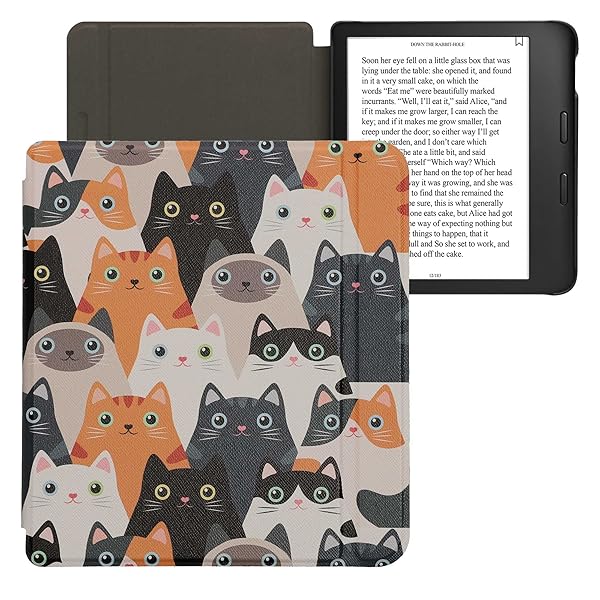 kwmobile KWMobile Kobo Libra 2 Case - Stylish Orange/Black/White Cat eReader Cover - View 10 of 10