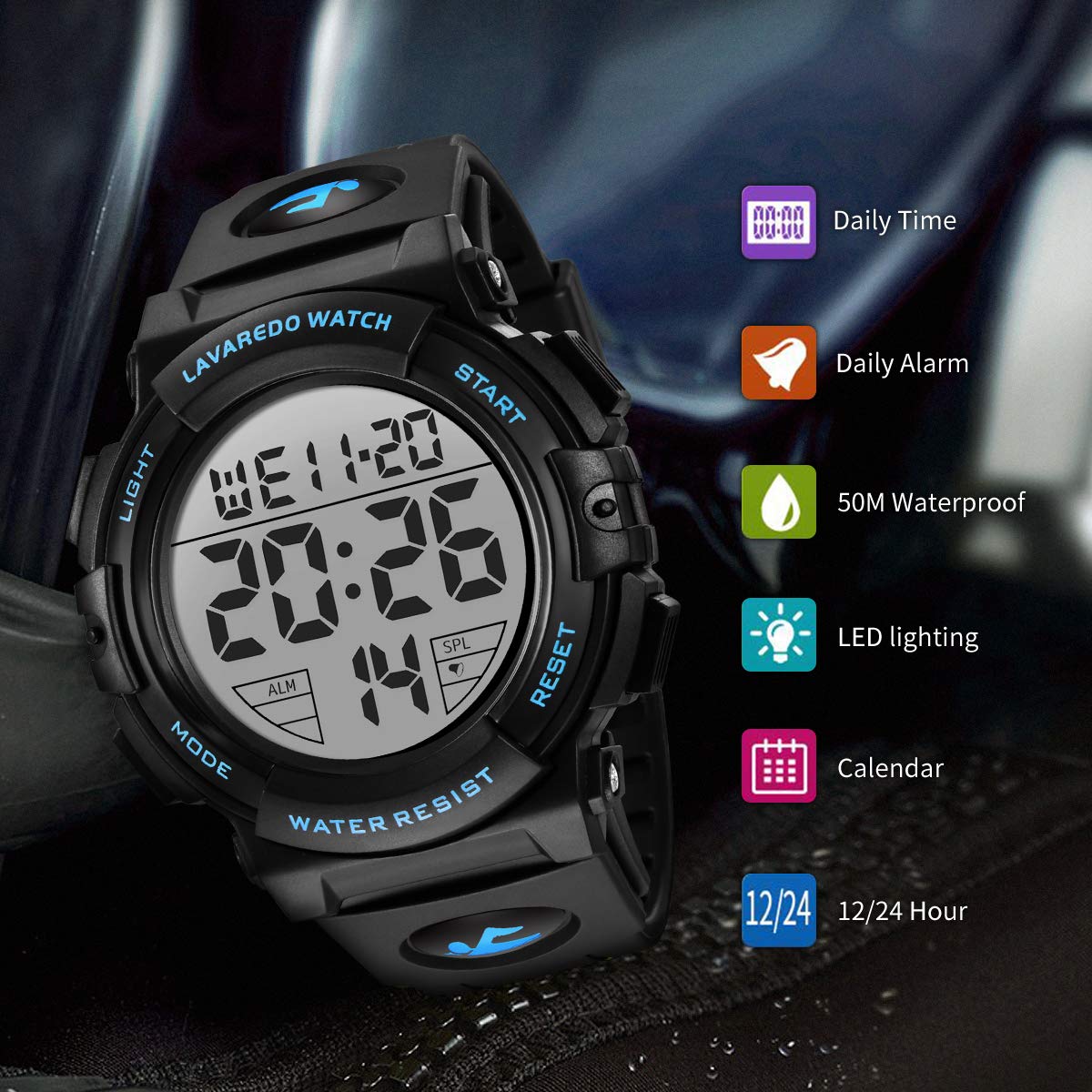 Mens Digital Watch Sports Military Watches Waterproof Outdoor Chronograph Wrist Watches for Men with LED Back Ligh Alarm Date - View 3 of 7