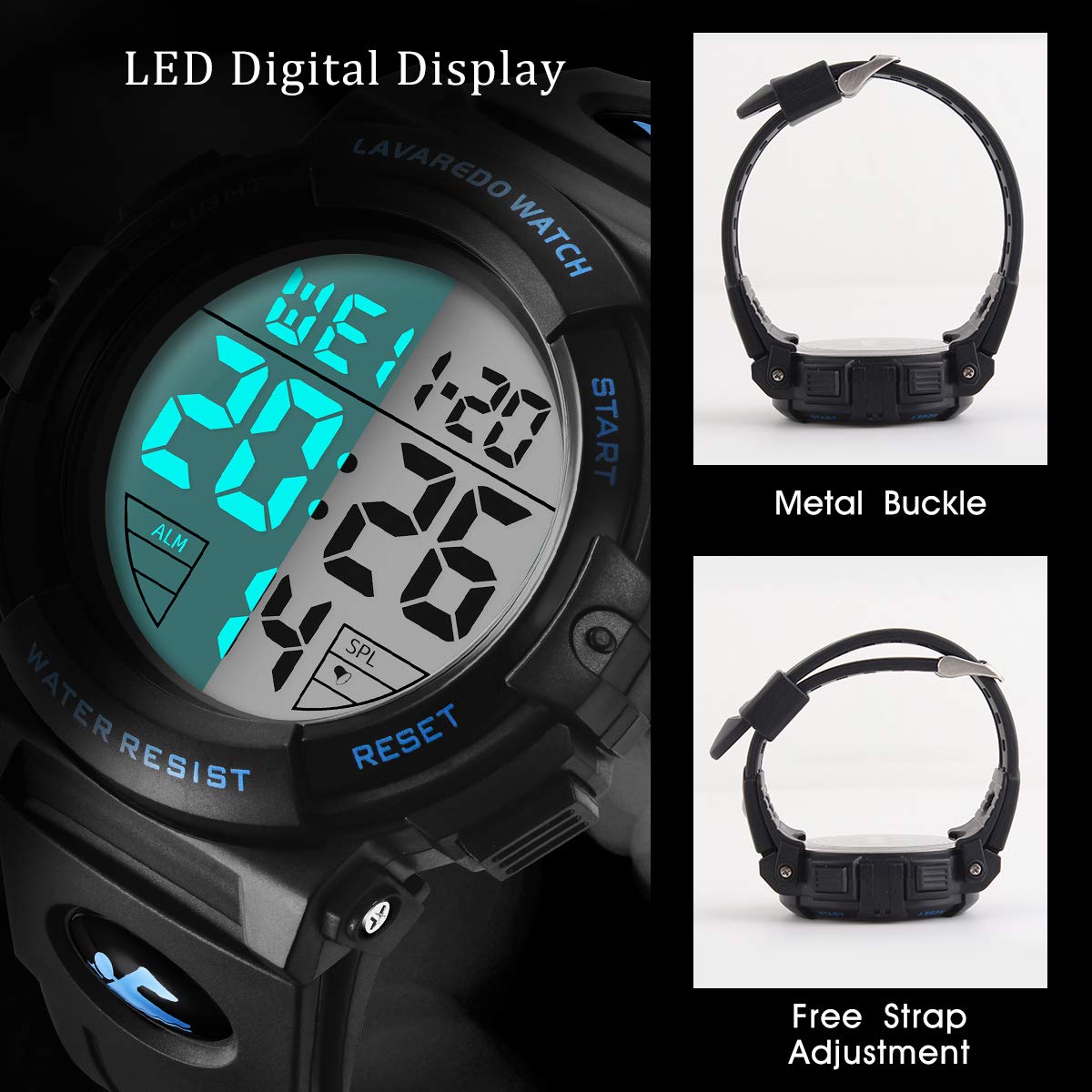 Mens Digital Watch Sports Military Watches Waterproof Outdoor Chronograph Wrist Watches for Men with LED Back Ligh Alarm Date - View 4 of 7