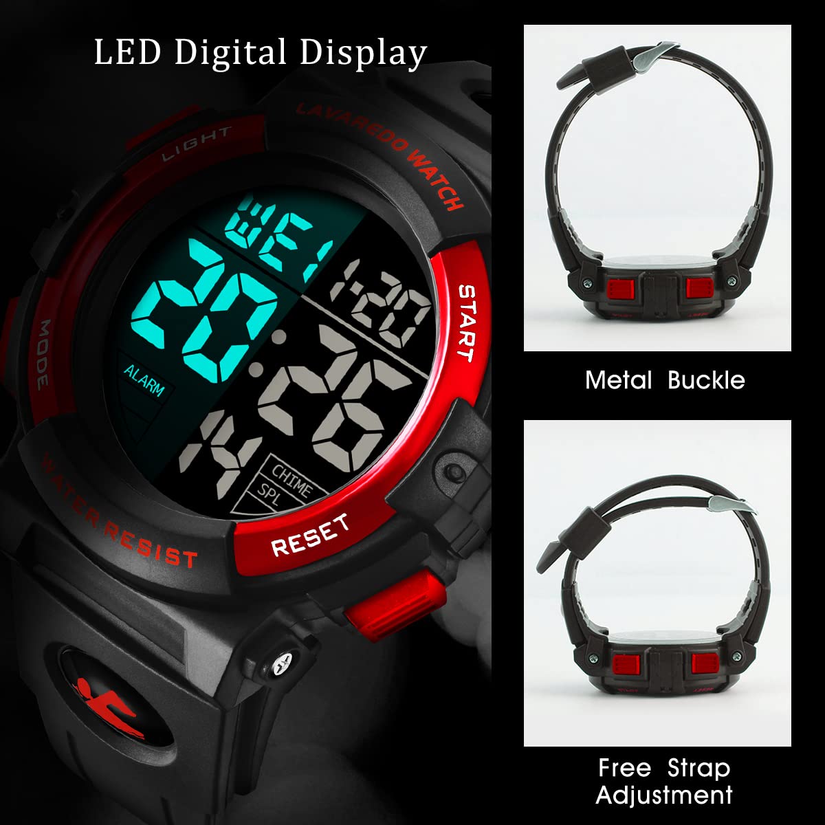 Mens Digital Watch Sports Military Watches Waterproof Outdoor Chronograph Wrist Watches for Men with LED Back Ligh Alarm Date - View 3 of 7