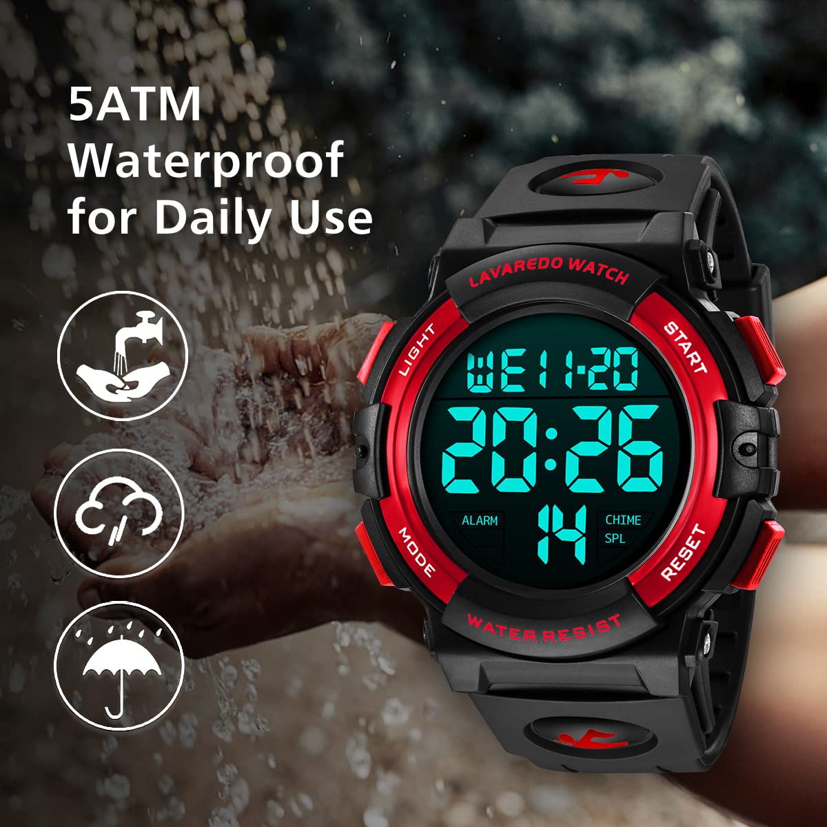 Mens Digital Watch Sports Military Watches Waterproof Outdoor Chronograph Wrist Watches for Men with LED Back Ligh Alarm Date - View 4 of 7