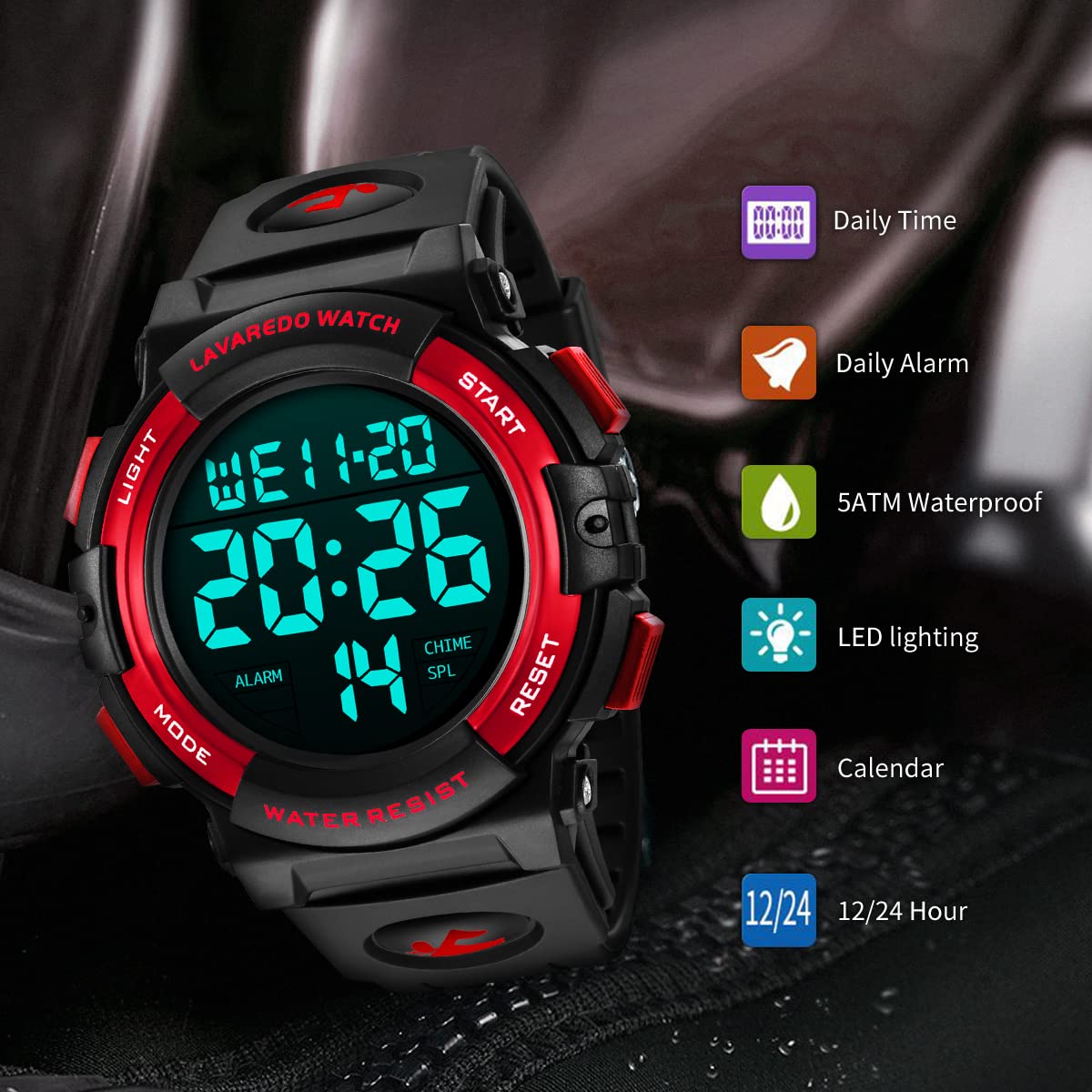 Mens Digital Watch Sports Military Watches Waterproof Outdoor Chronograph Wrist Watches for Men with LED Back Ligh Alarm Date - View 5 of 7
