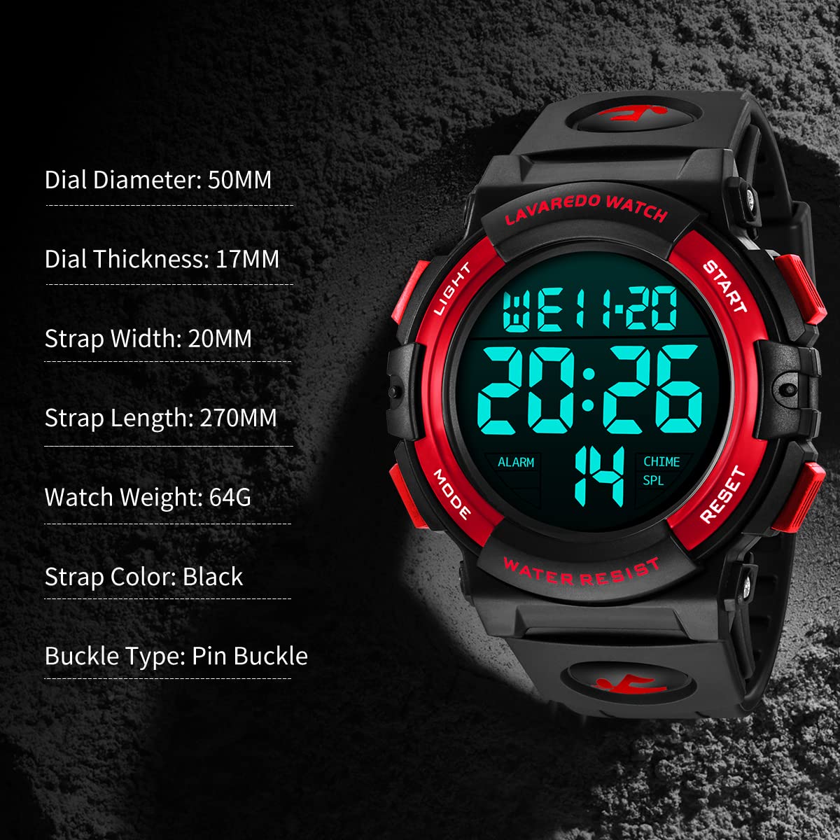 Mens Digital Watch Sports Military Watches Waterproof Outdoor Chronograph Wrist Watches for Men with LED Back Ligh Alarm Date - View 7 of 7